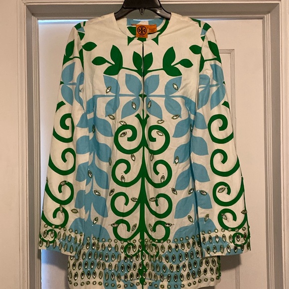 Tory Burch Beautiful Cotton Spandex Embellished Long Top or Dress NeverUsed